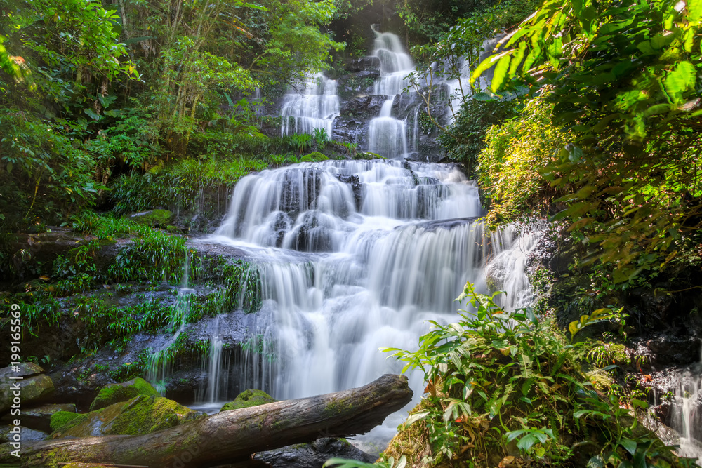 Obraz premium Mun daeng Waterfall, the beautiful waterfall in deep forest at Phu Hin Rong Kla National Park ,Phitsanulok, Thailand
