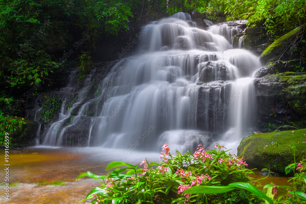 Mun daeng Waterfall, the beautiful waterfall in deep forest at Phu Hin Rong Kla National Park ,Phitsanulok, Thailand