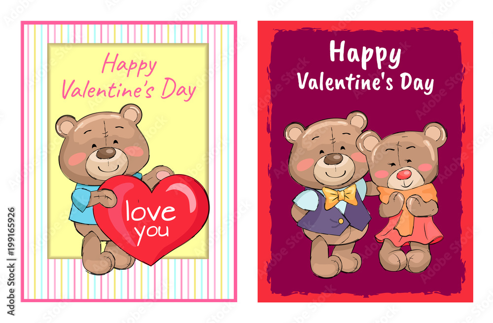 Happy Valentines Day Poster Bear Holding Red Heart Happy Valentines Day Poster Bear Holding Red Heart