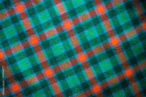 Green pattern of checkered Scottish fabric to create a background