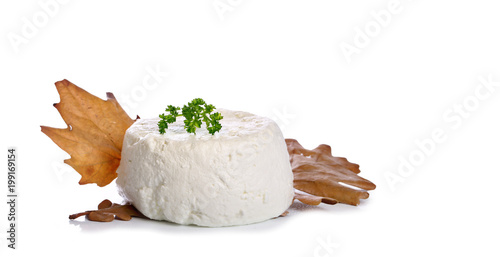 Tableau sur toile fromage de chèvre sur fond blanc