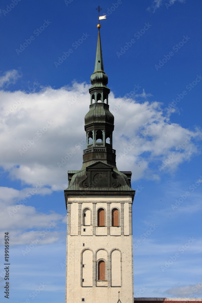 Belfry of Saint Nicholas Church in Tallinn, Estonia