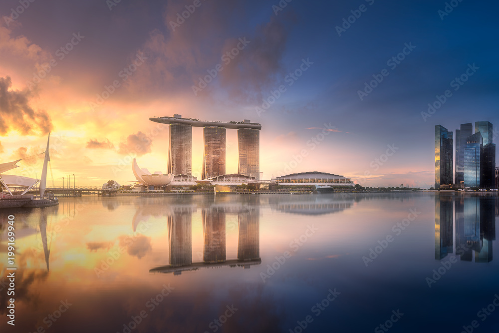 Business district and Marina bay in Singapore Business district and Marina bay in Singapore