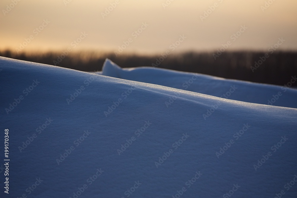 Abstract view of the snow hill at evening.