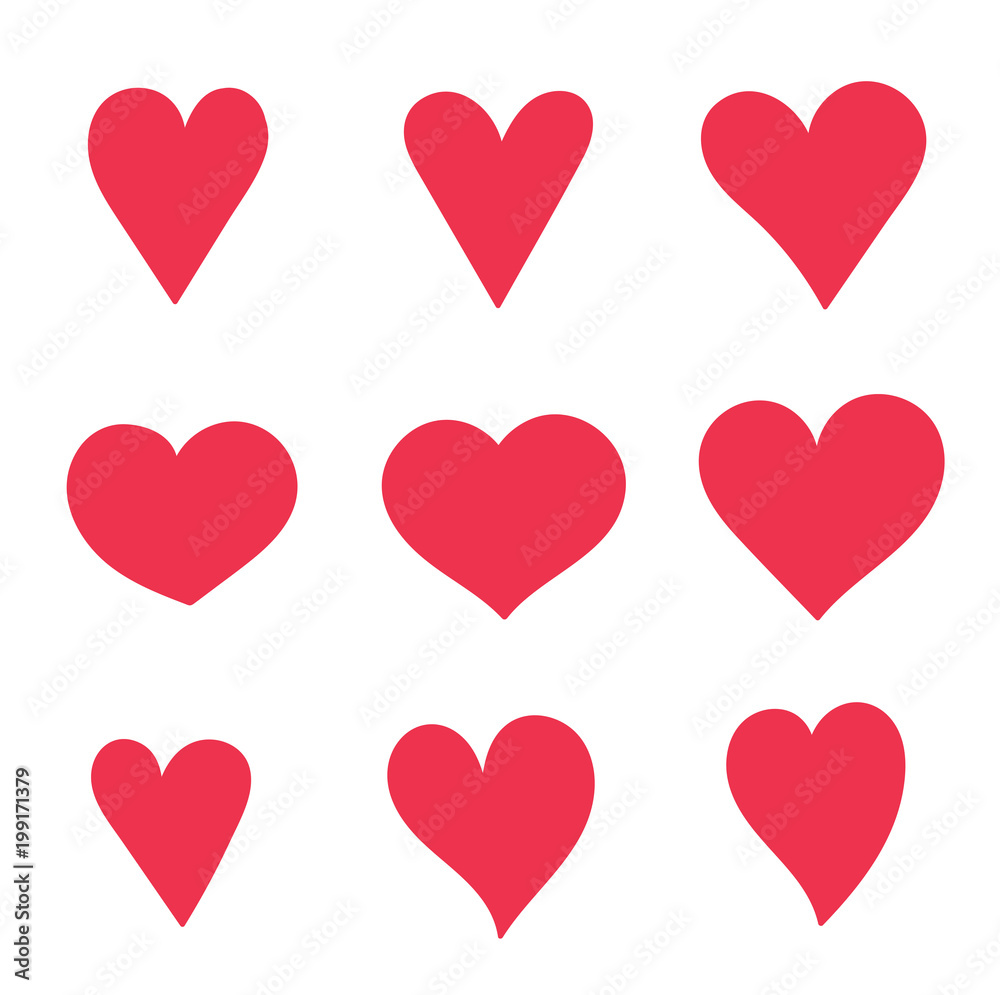 Vector hearts sketch. Doodle set. Collection, cute, red, pink. Wedding greeting card element Vector hearts sketch. Doodle set. Collection, cute, red, pink. Wedding greeting card element