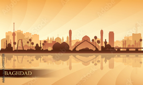 Baghdad city skyline silhouette background photo