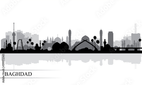 Baghdad city skyline silhouette background photo
