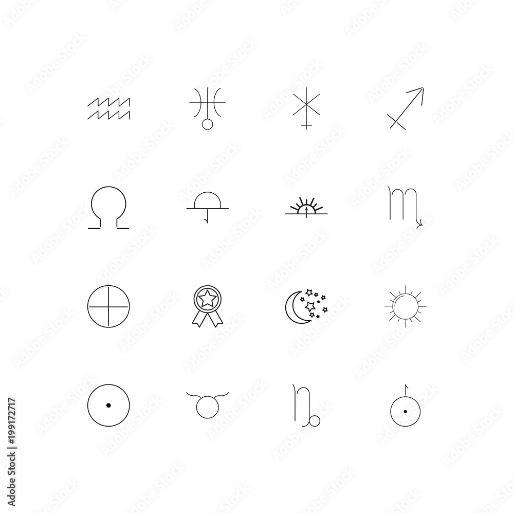 Astrology simple linear icons set. Outlined vector icons Astrology simple linear icons set. Outlined vector icons