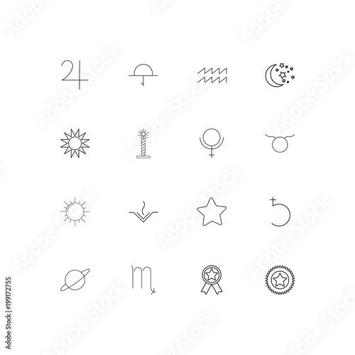 Astrology simple linear icons set. Outlined vector icons
