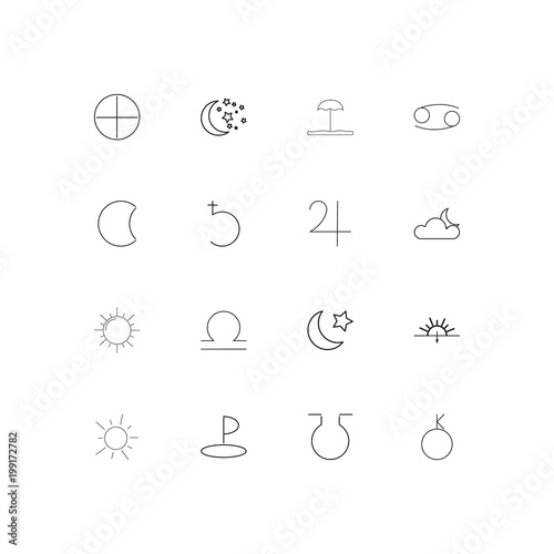 Astrology simple linear icons set. Outlined vector icons photo