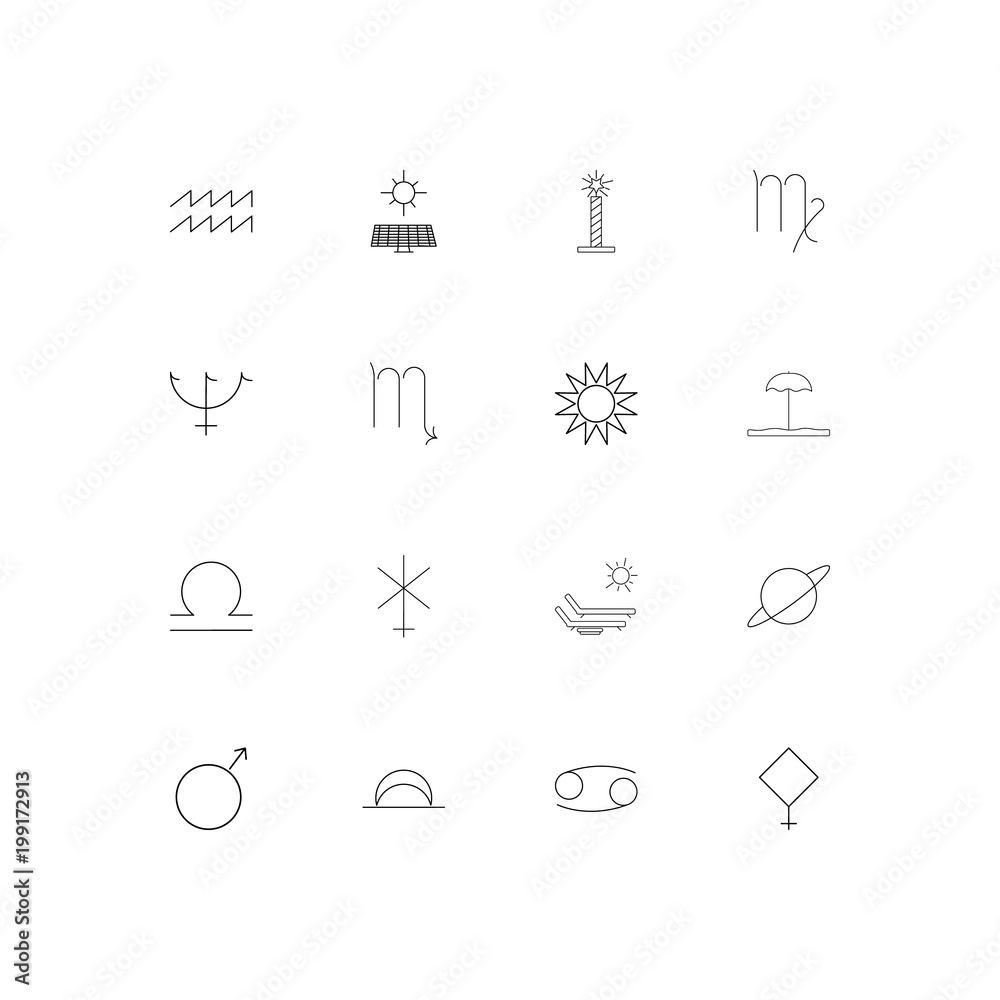 Astrology simple linear icons set. Outlined vector icons Astrology simple linear icons set. Outlined vector icons