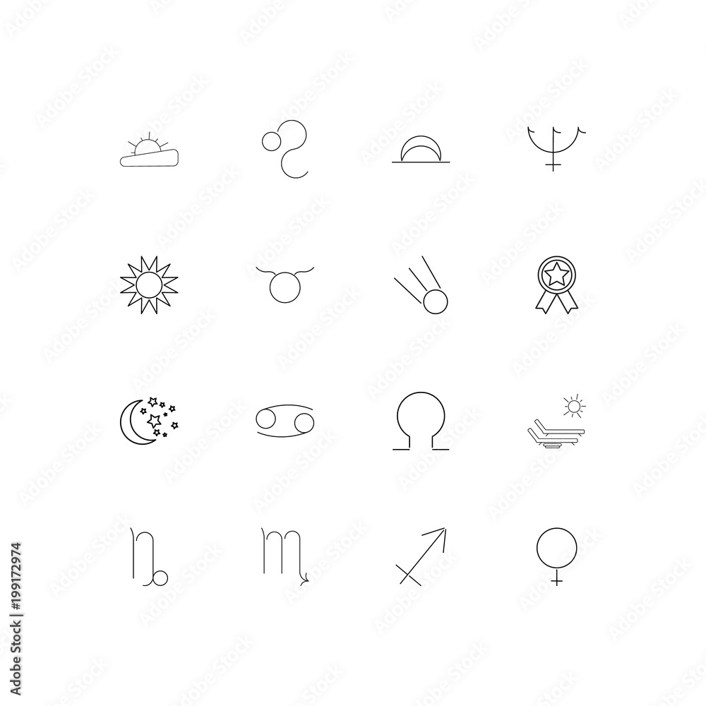 Astrology simple linear icons set. Outlined vector icons Astrology simple linear icons set. Outlined vector icons