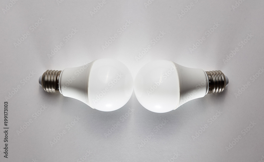 Led light bulb on gray background Led light bulb on gray background