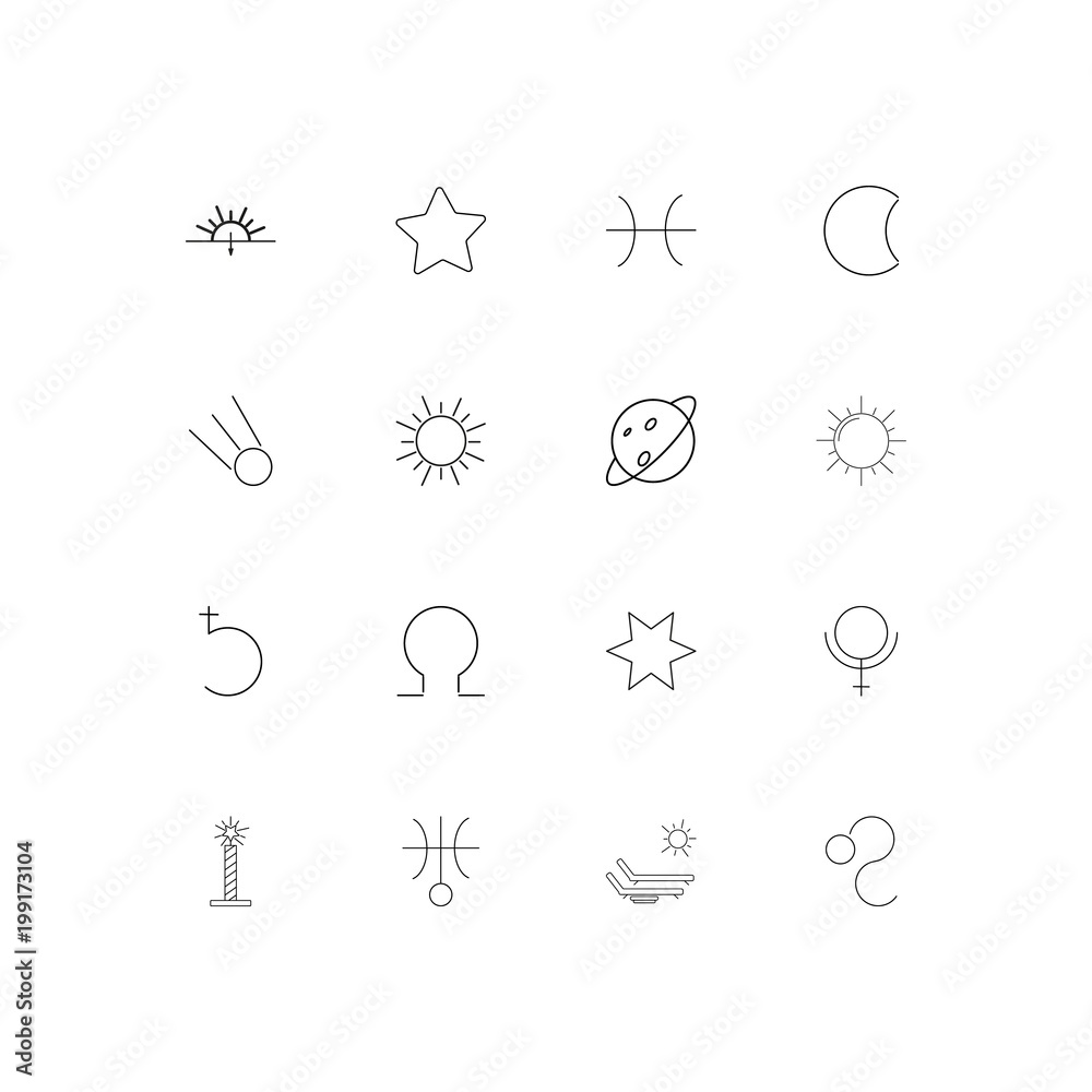 Astrology simple linear icons set. Outlined vector icons Astrology simple linear icons set. Outlined vector icons