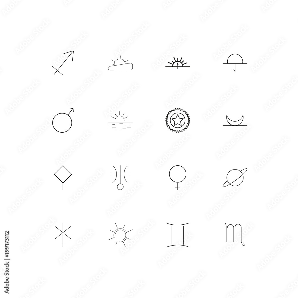 Astrology simple linear icons set. Outlined vector icons Astrology simple linear icons set. Outlined vector icons