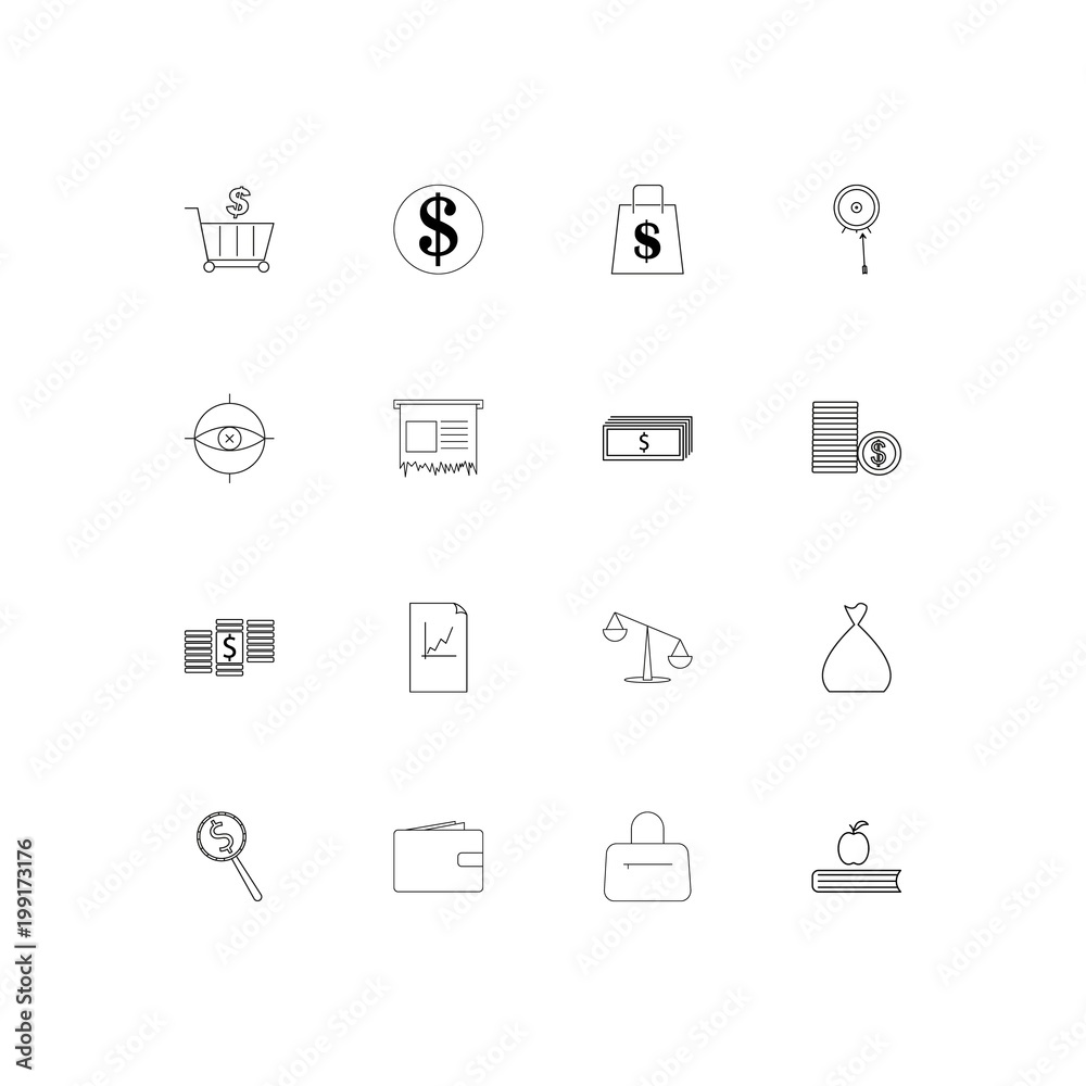 Banking, Finance And Money simple linear icons set. Outlined vector icons Banking, Finance And Money simple linear icons set. Outlined vector icons