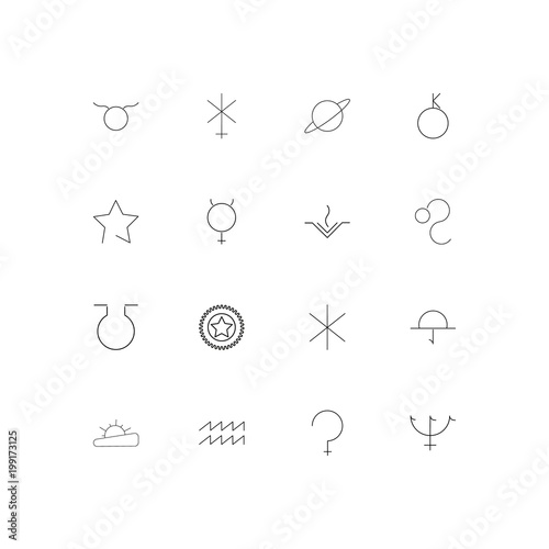 Astrology simple linear icons set. Outlined vector icons