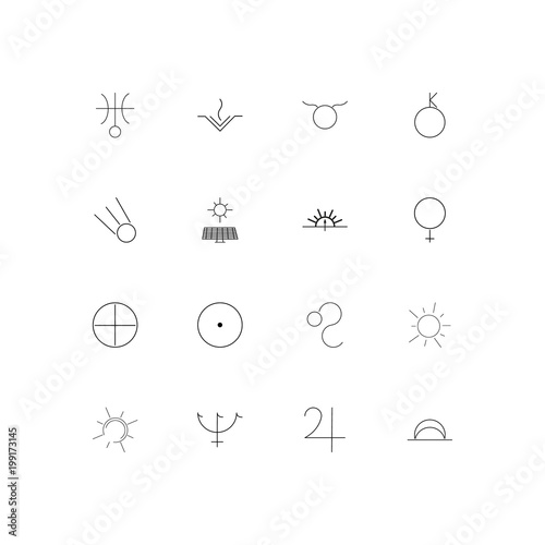 Astrology simple linear icons set. Outlined vector icons