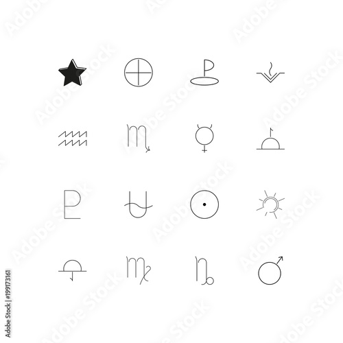 Astrology simple linear icons set. Outlined vector icons
