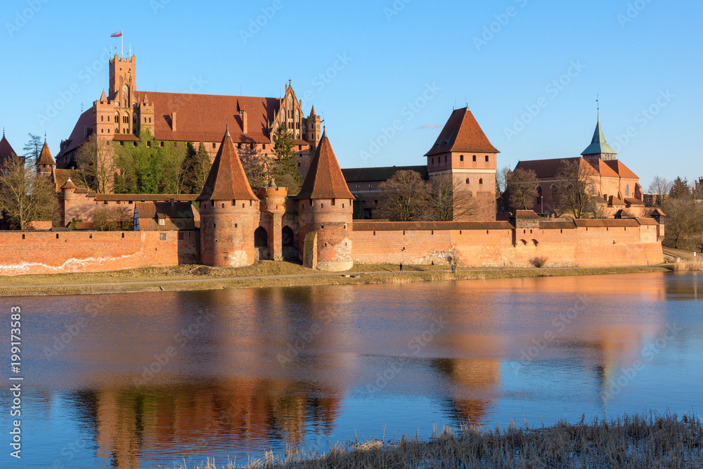 Malbork Castle from across the Nogat. Poland