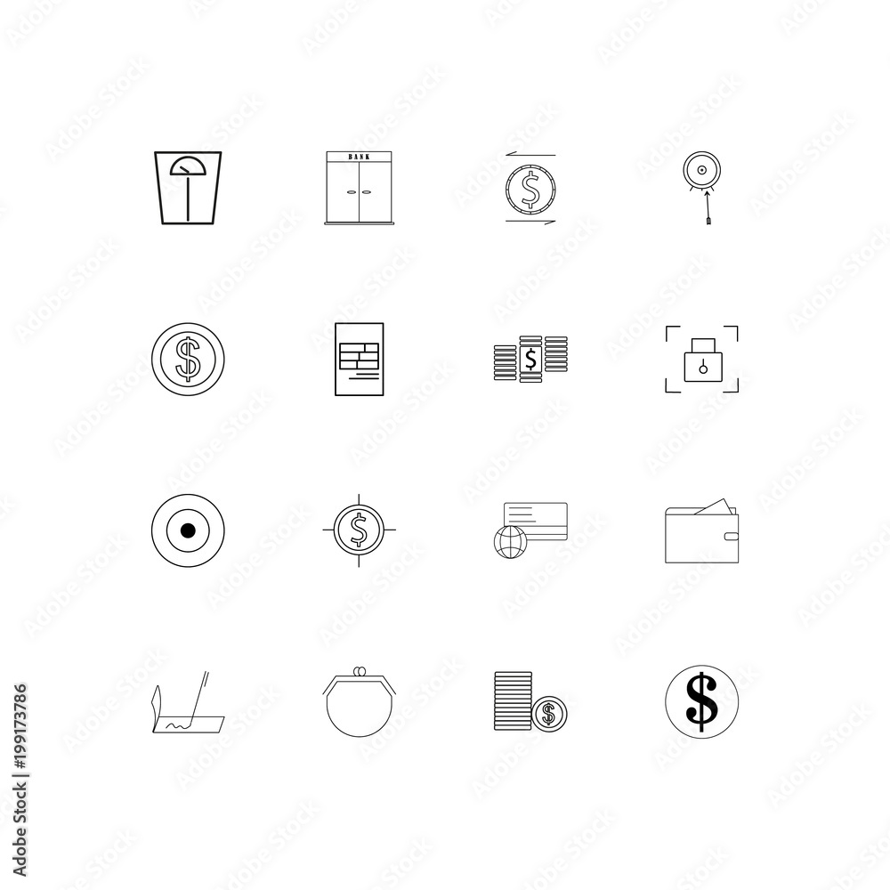 Banking, Finance And Money simple linear icons set. Outlined vector icons Banking, Finance And Money simple linear icons set. Outlined vector icons