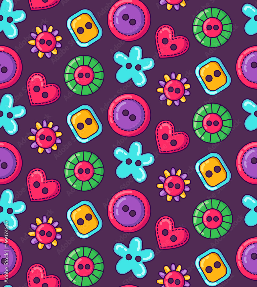 Sewing buttons childish seamless vector pattern