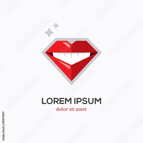 Smile logo in a shape of diamond.