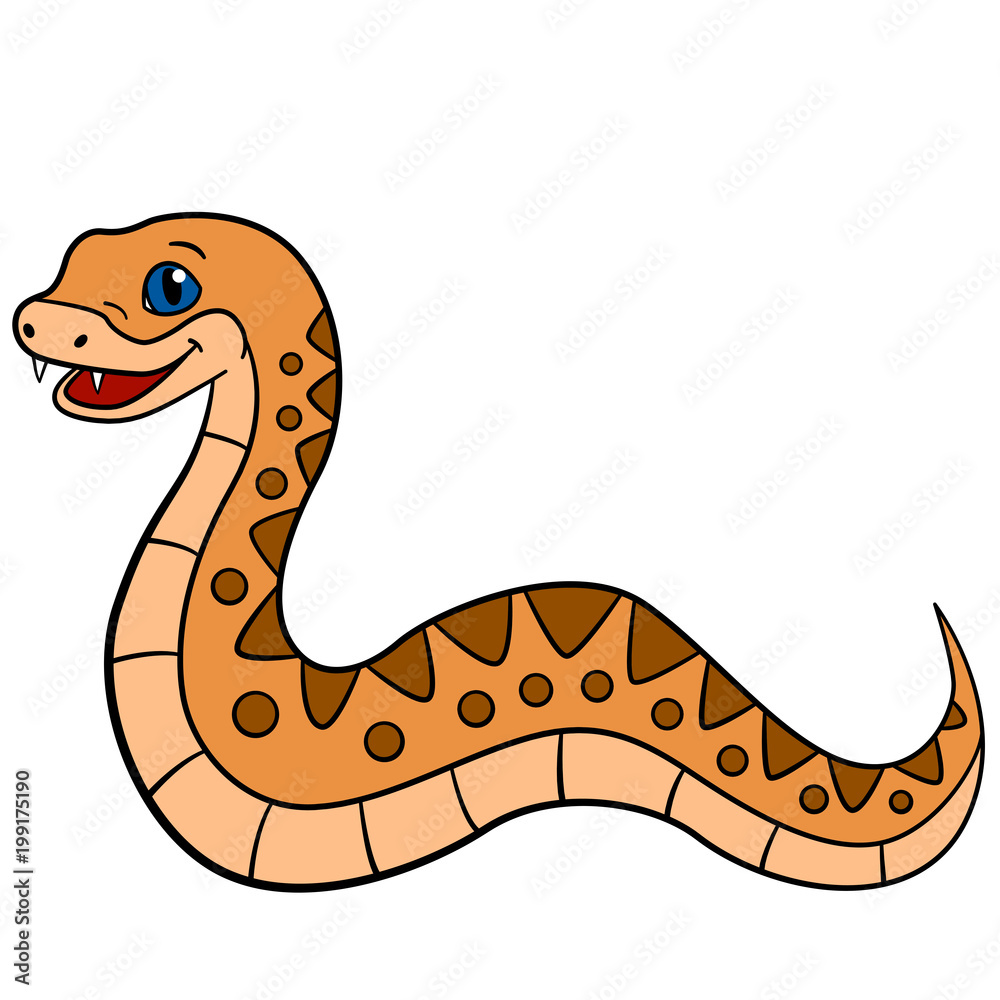 Fototapeta premium Cartoon animals. Little cute baby viper.