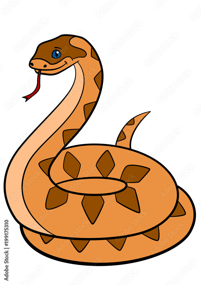Cartoon animals. Cute viper stands on the stone. Cartoon animals. Cute viper stands on the stone.