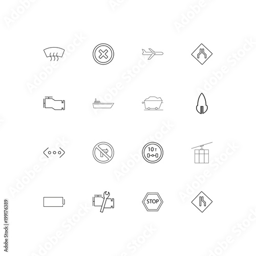 Fototapeta Naklejka Na Ścianę i Meble -  Cars And Transportation simple linear icons set. Outlined vector icons