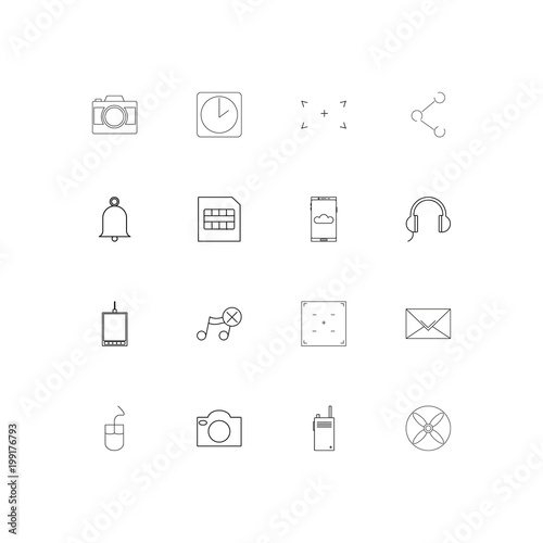 Devices simple linear icons set. Outlined vector icons