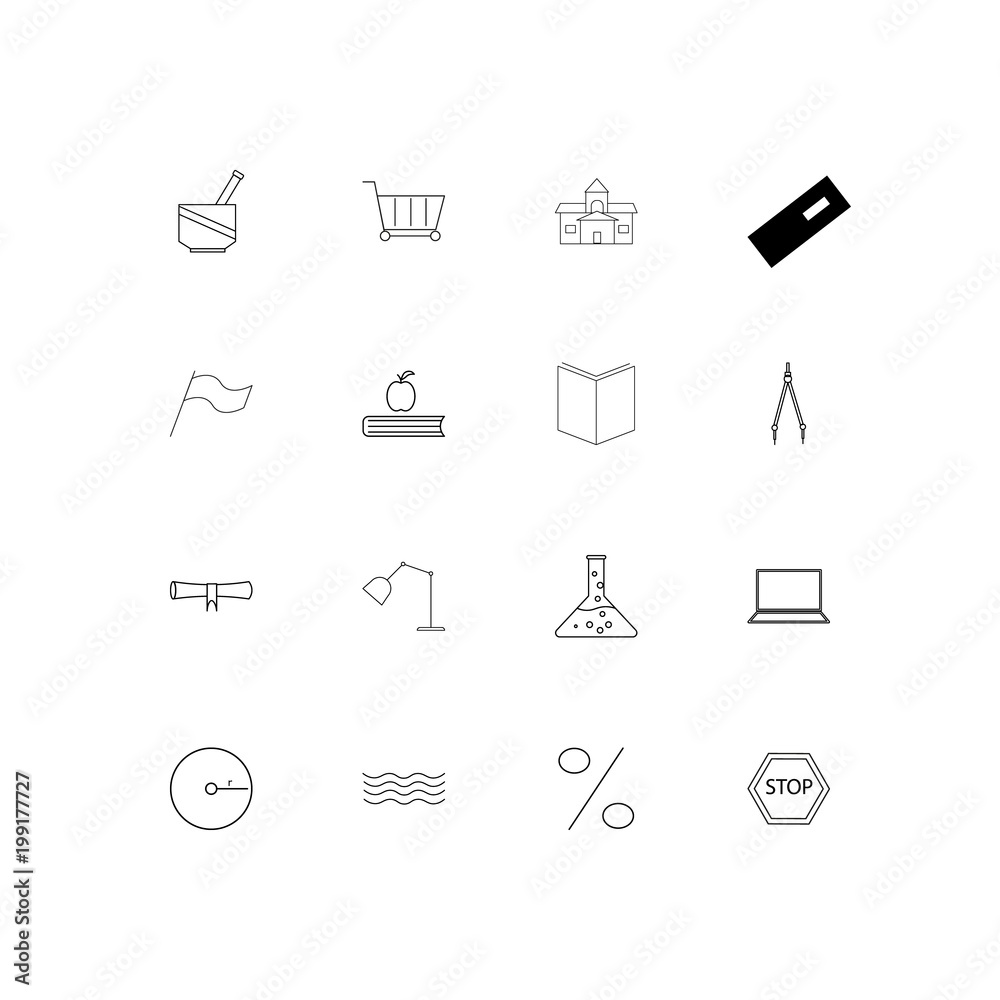 Education And Science simple linear icons set. Outlined vector icons