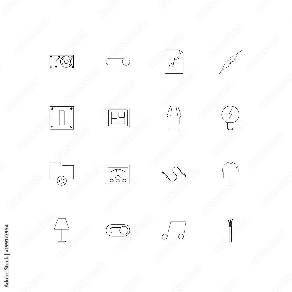 Electrical simple linear icons set. Outlined vector icons Electrical simple linear icons set. Outlined vector icons