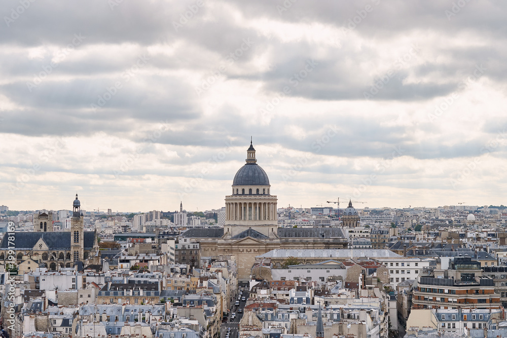 Panorama of Paris. View from the Cathedral of Our Lady of Paris.