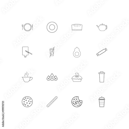 Food And Drink simple linear icons set. Outlined vector icons