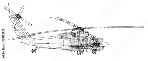 Fototapeta Naklejka Na Ścianę i Meble -  Helicopter outline. Military equipment