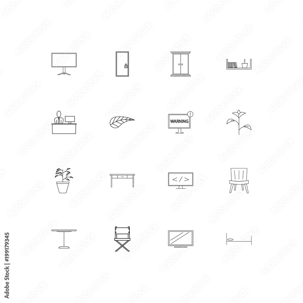 Furniture simple linear icons set. Outlined vector icons Furniture simple linear icons set. Outlined vector icons