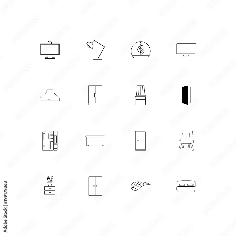 Furniture simple linear icons set. Outlined vector icons Furniture simple linear icons set. Outlined vector icons