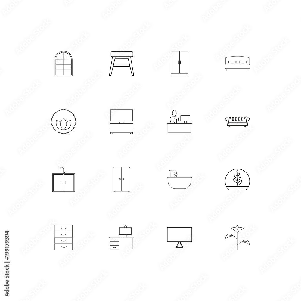 Furniture simple linear icons set. Outlined vector icons Furniture simple linear icons set. Outlined vector icons