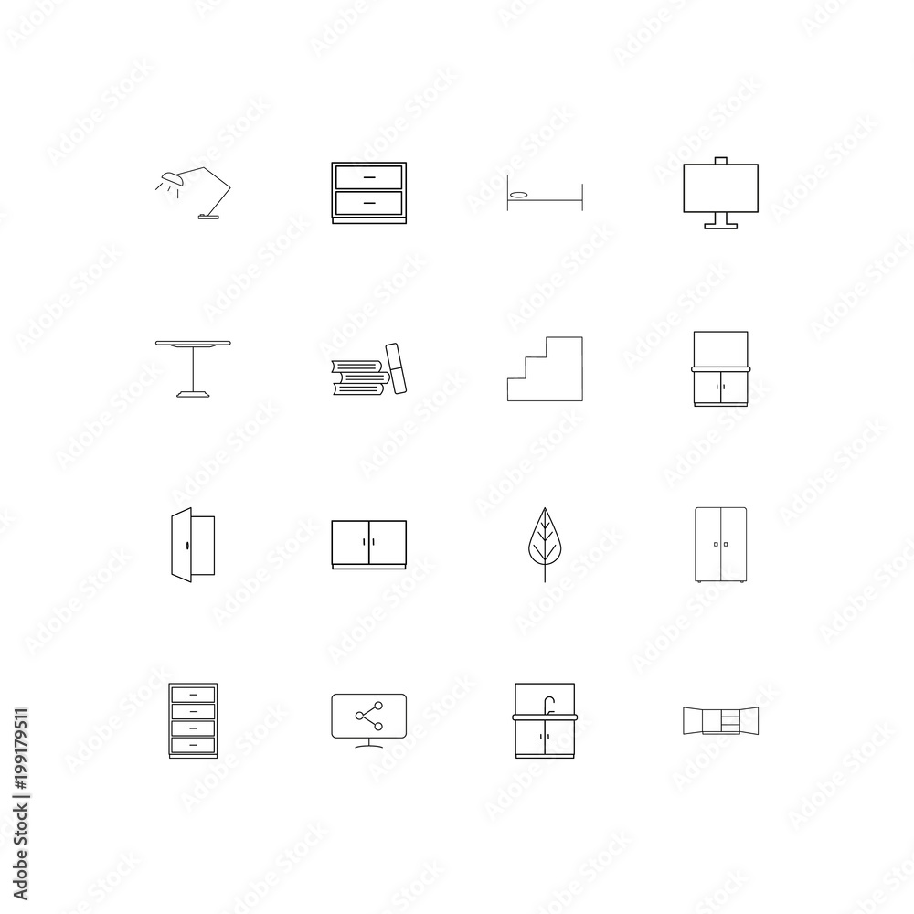 Furniture simple linear icons set. Outlined vector icons Furniture simple linear icons set. Outlined vector icons