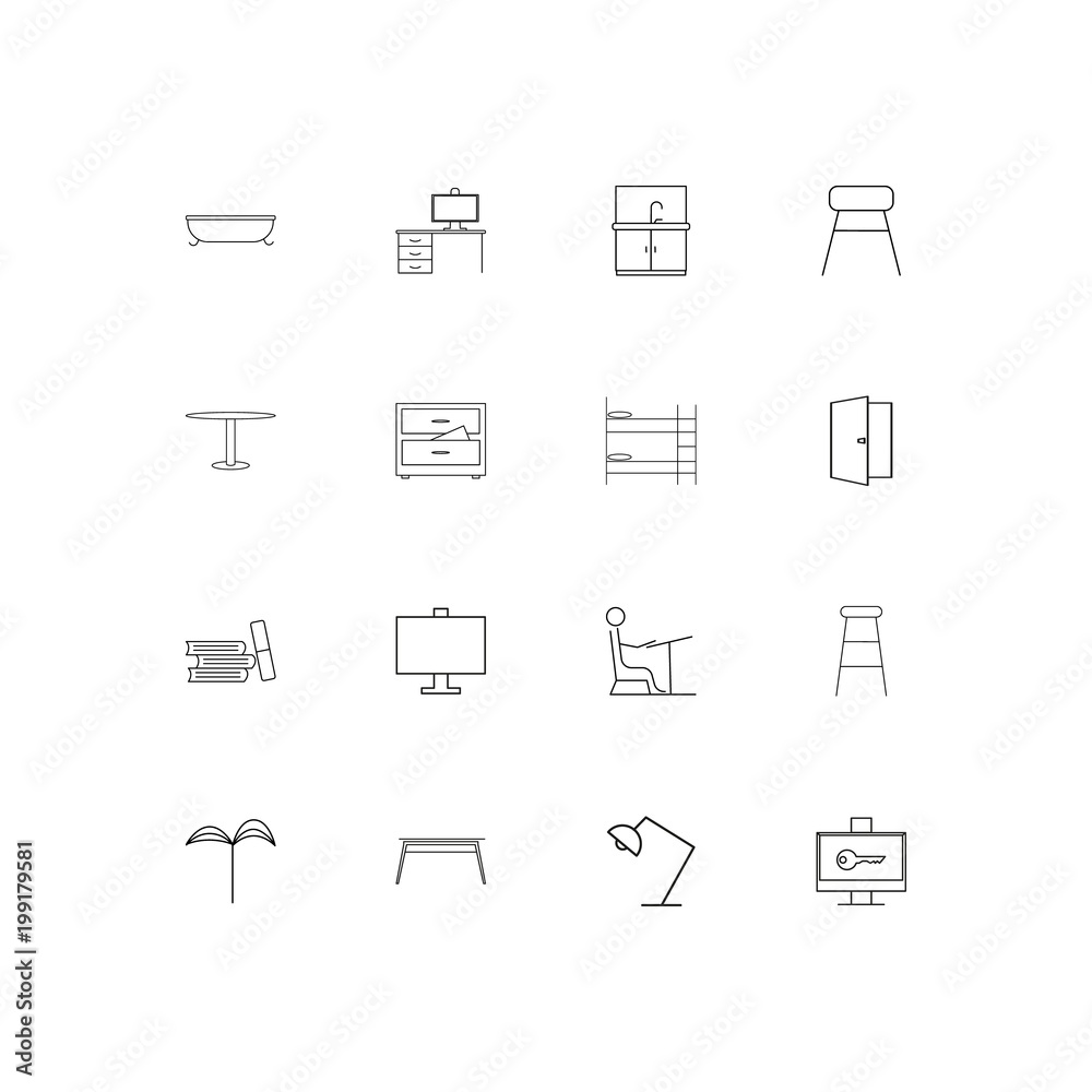 Furniture simple linear icons set. Outlined vector icons Furniture simple linear icons set. Outlined vector icons