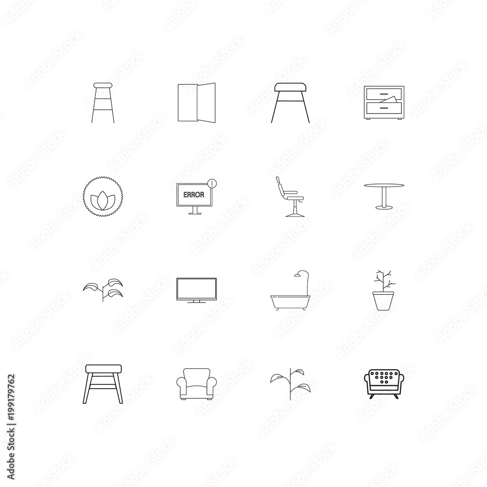 Furniture simple linear icons set. Outlined vector icons Furniture simple linear icons set. Outlined vector icons