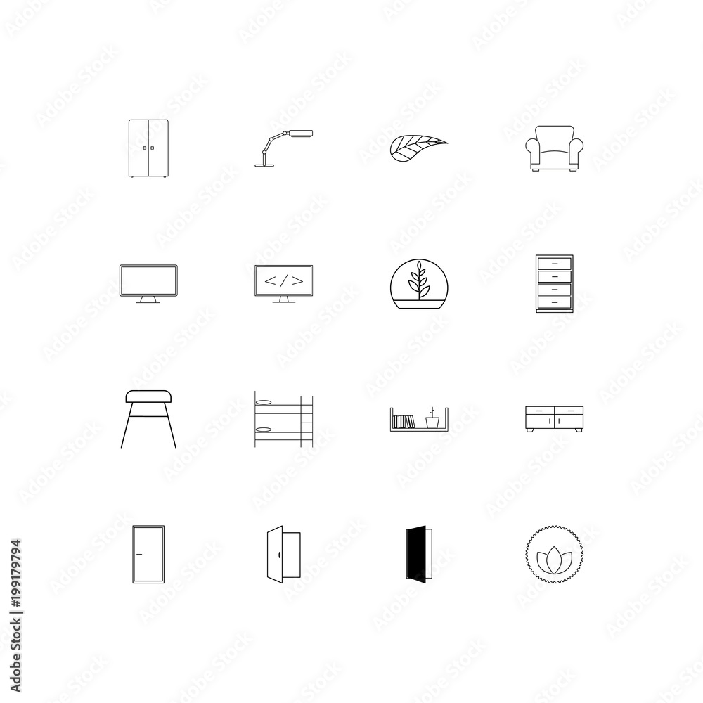 Furniture simple linear icons set. Outlined vector icons Furniture simple linear icons set. Outlined vector icons