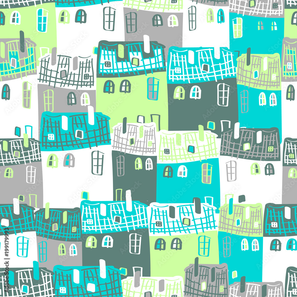 Vector seamless pattern with houses