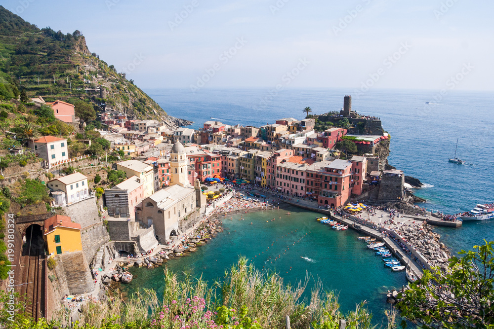 Vernazza on the Cinque Terre  (meaning Five Lands) on Ligurian Riviera in Italy.