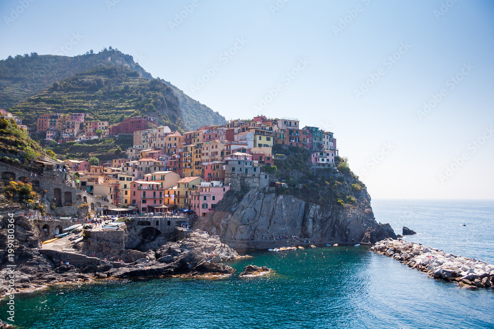 Manarola on the Cinque Terre  (meaning Five Lands) on Ligurian Riviera in Italy.