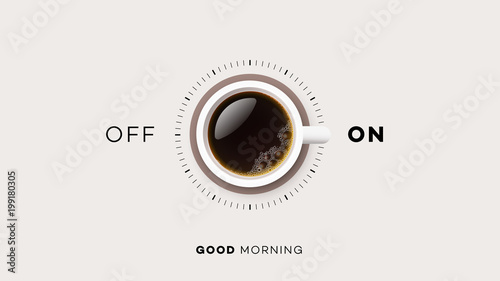 Good Morning. Conceptual Motivation Illustration. Vector Cup Of Coffee