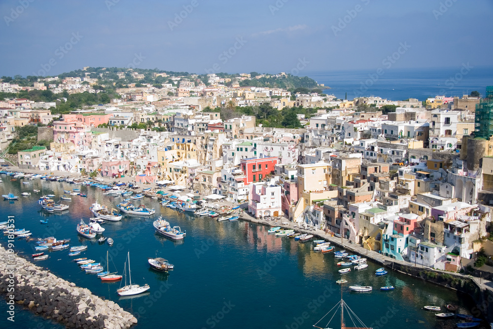 panorama of the port of Procida