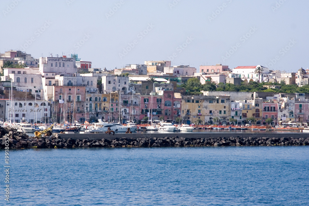 panorama of the port of Procida, Naples, Italy