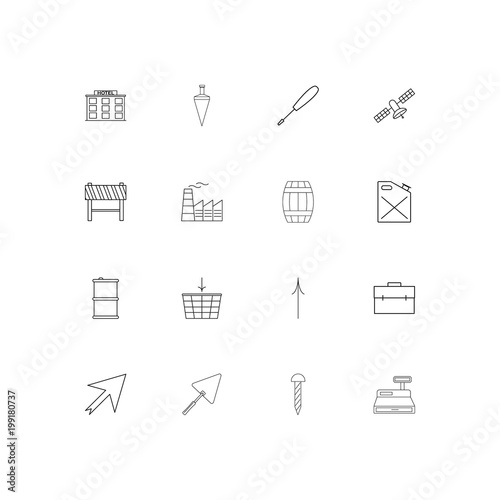 Industry simple linear icons set. Outlined vector icons